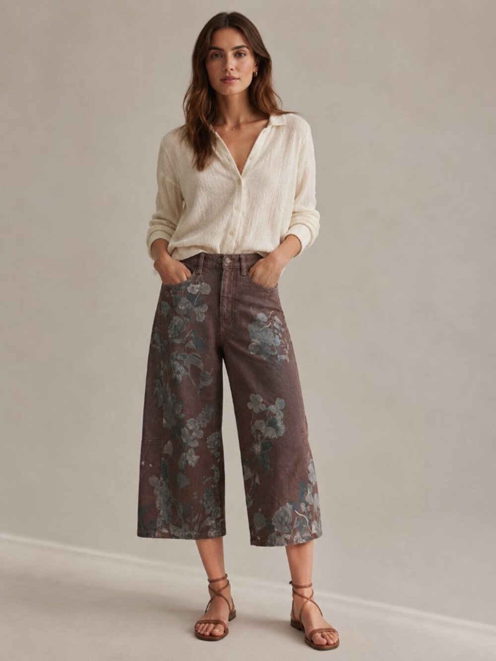 Pilcro The Kenna Mid-Rise Heritage Barrel Jeans Floral Print Size 27P
